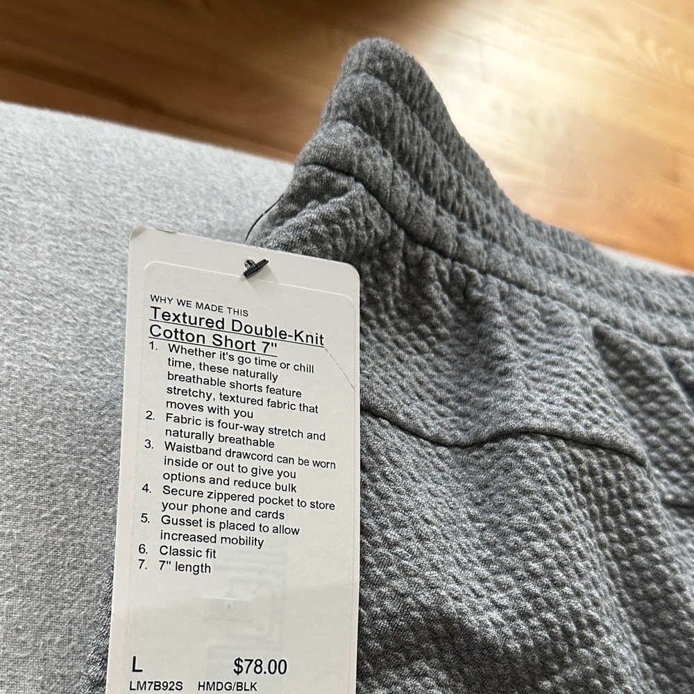 lululemon athletica Gray Textured Double-Knit Cotton Shorts